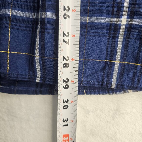 Collection ETC Woman Blue Plaid Shirt Size XL Floral Embroidered Button Up - Picture 5 of 10